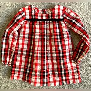 Carter's Red Black Silver Plaid Holiday Babydoll Blouse/Dress Girl’s Size 4T
